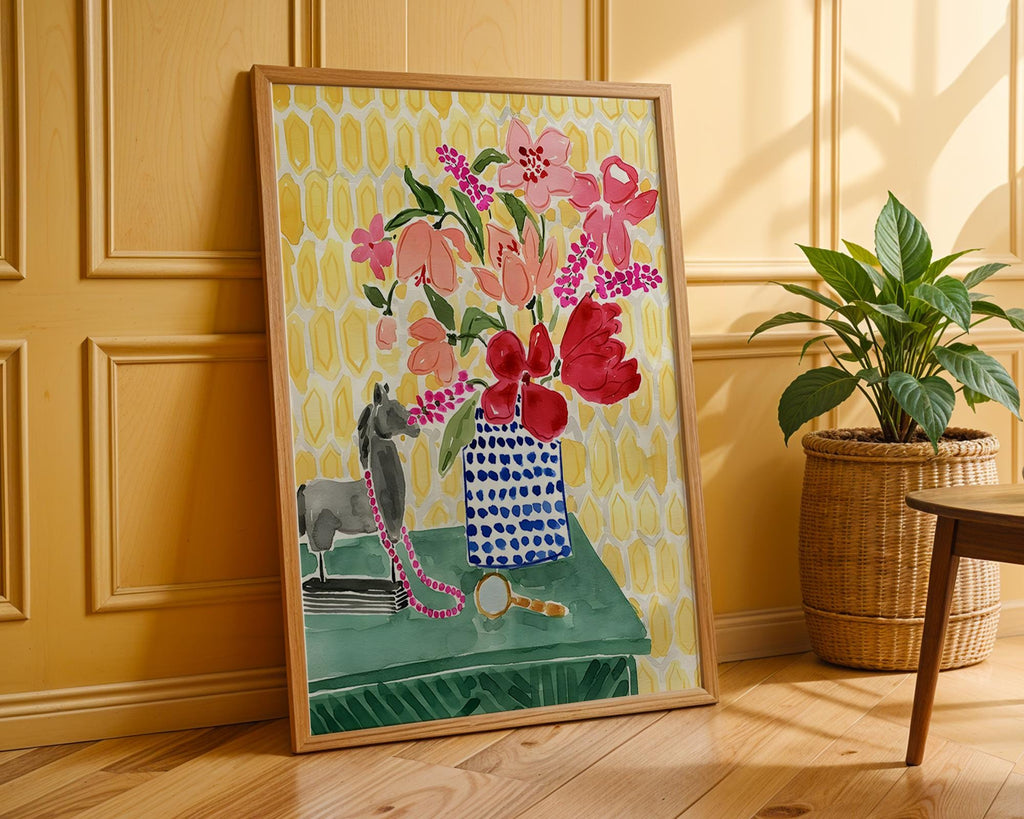 Colorful Floral Vase Art Print | Eclectic Still Life Poster wall art print, modern home decor, unframed artwork by Nomad & Nest