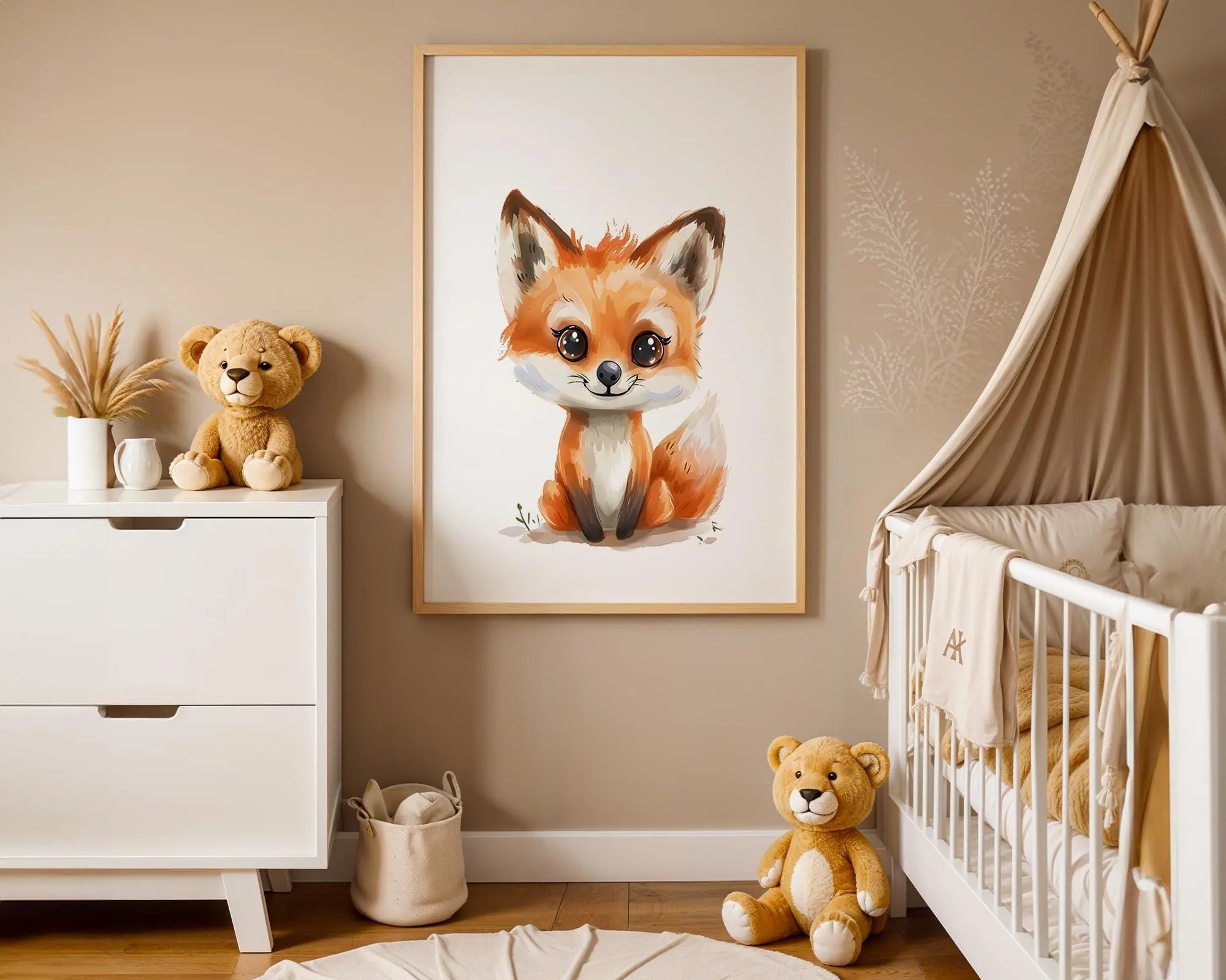 Playroom Ideas | Fox Nursery Wall Art | Watercolour Woodland Animal Print wall art print, modern home decor, unframed artwork by Nomad & Nest