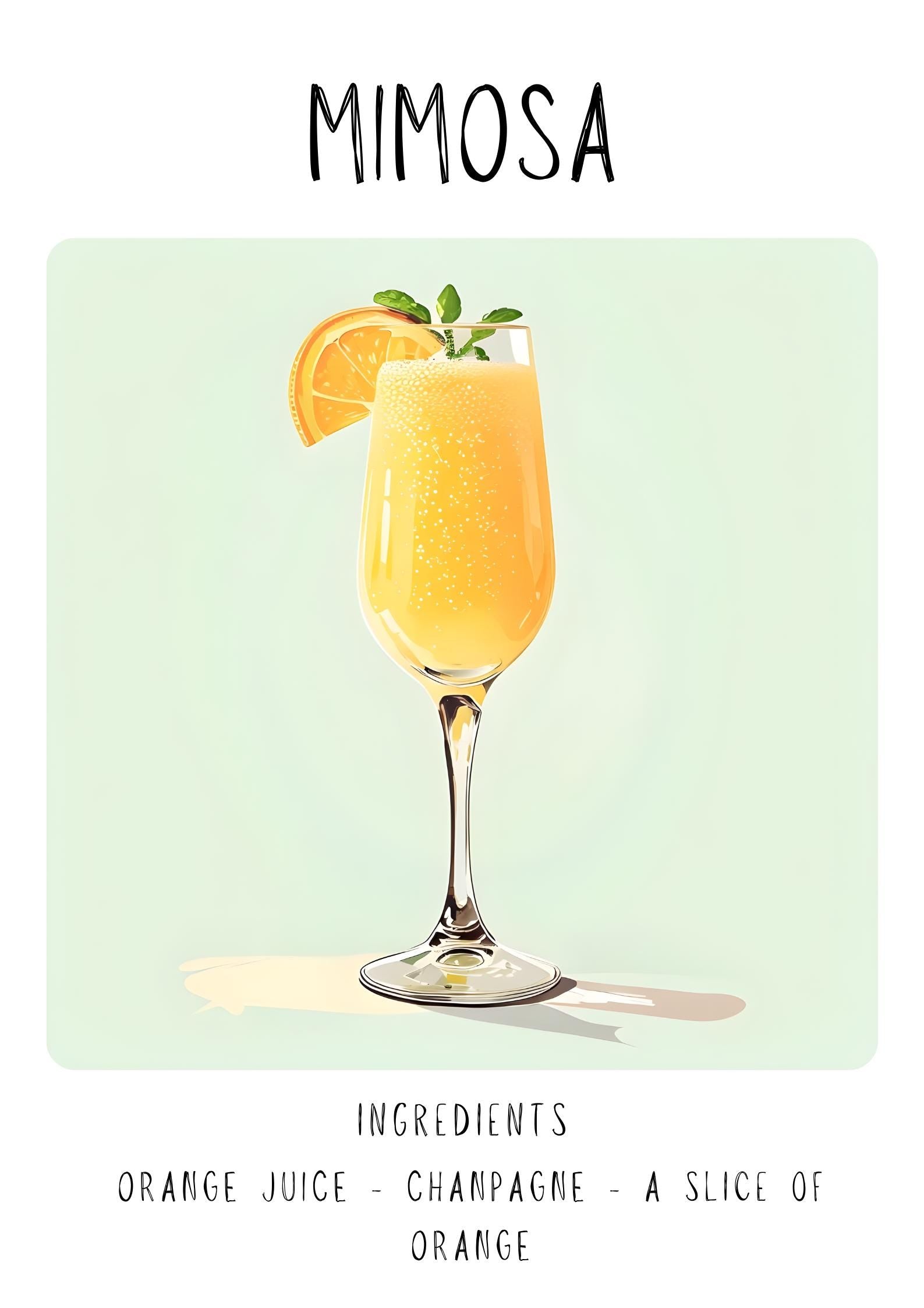 Mimosa Cocktail Art Print | Trendy Bar Cart Poster wall art print, modern home decor, unframed artwork by Nomad & Nest