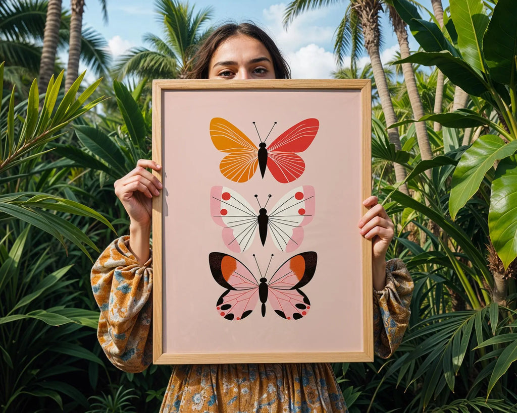 Butterfly Trio Art Print | Colorful Insect Illustration, Botanical Wall Decor wall art print, modern home decor, unframed artwork by Nomad & Nest
