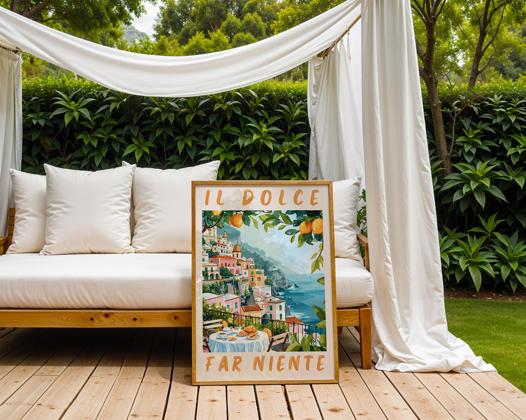 Colourful Prints | Italian Riviera Lemon Tree Print – Amalfi Coast Travel Poster wall art print, modern home decor, unframed artwork by Nomad & Nest