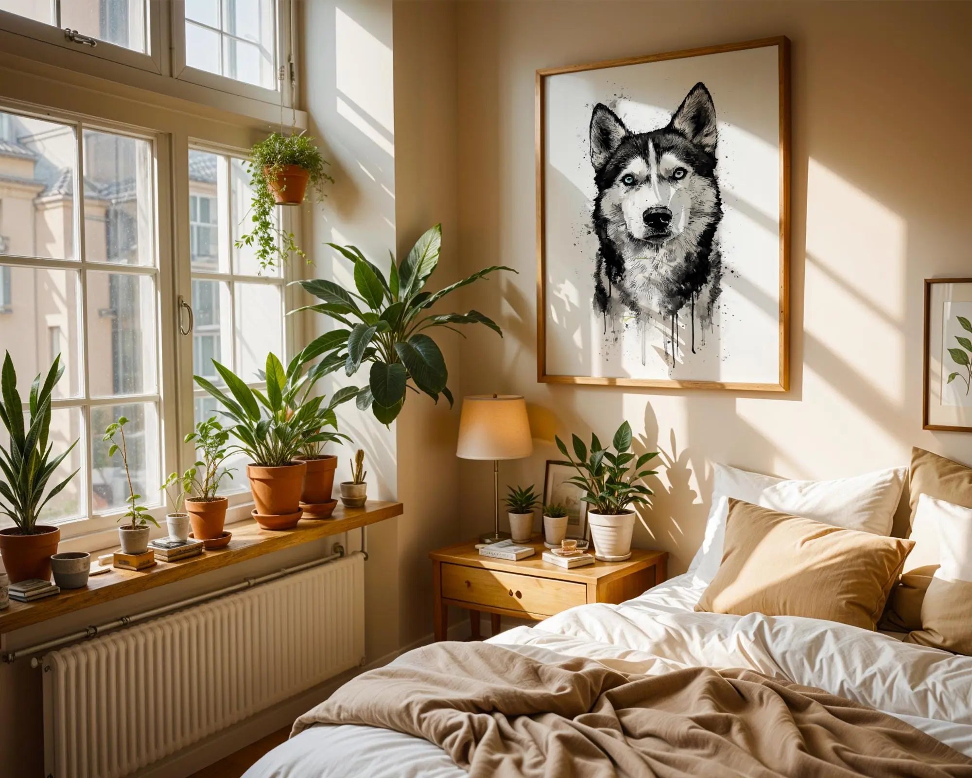 Siberian Husky Watercolour Print | Modern Dog Portrait Art wall art print, modern home decor, unframed artwork by Nomad & Nest