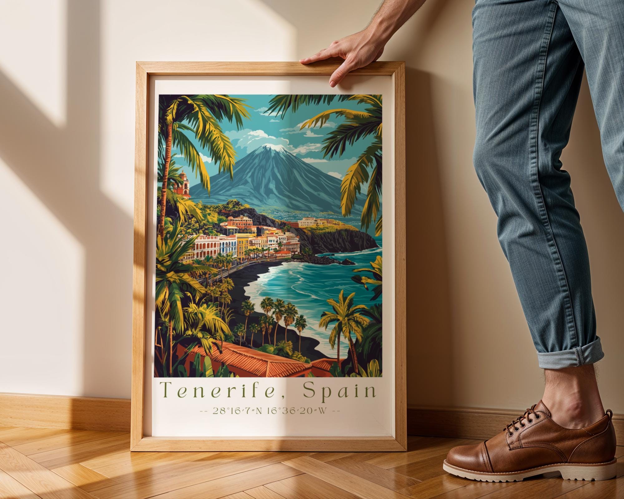 Tenerife Coastal Art Print | Spain Travel Poster wall art print, modern home decor, unframed artwork by Nomad & Nest