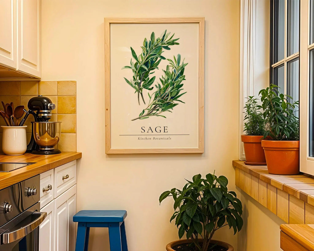 Sage Herb Print • Kitchen Botanical Watercolor Art wall art print, modern home decor, unframed artwork by Nomad & Nest