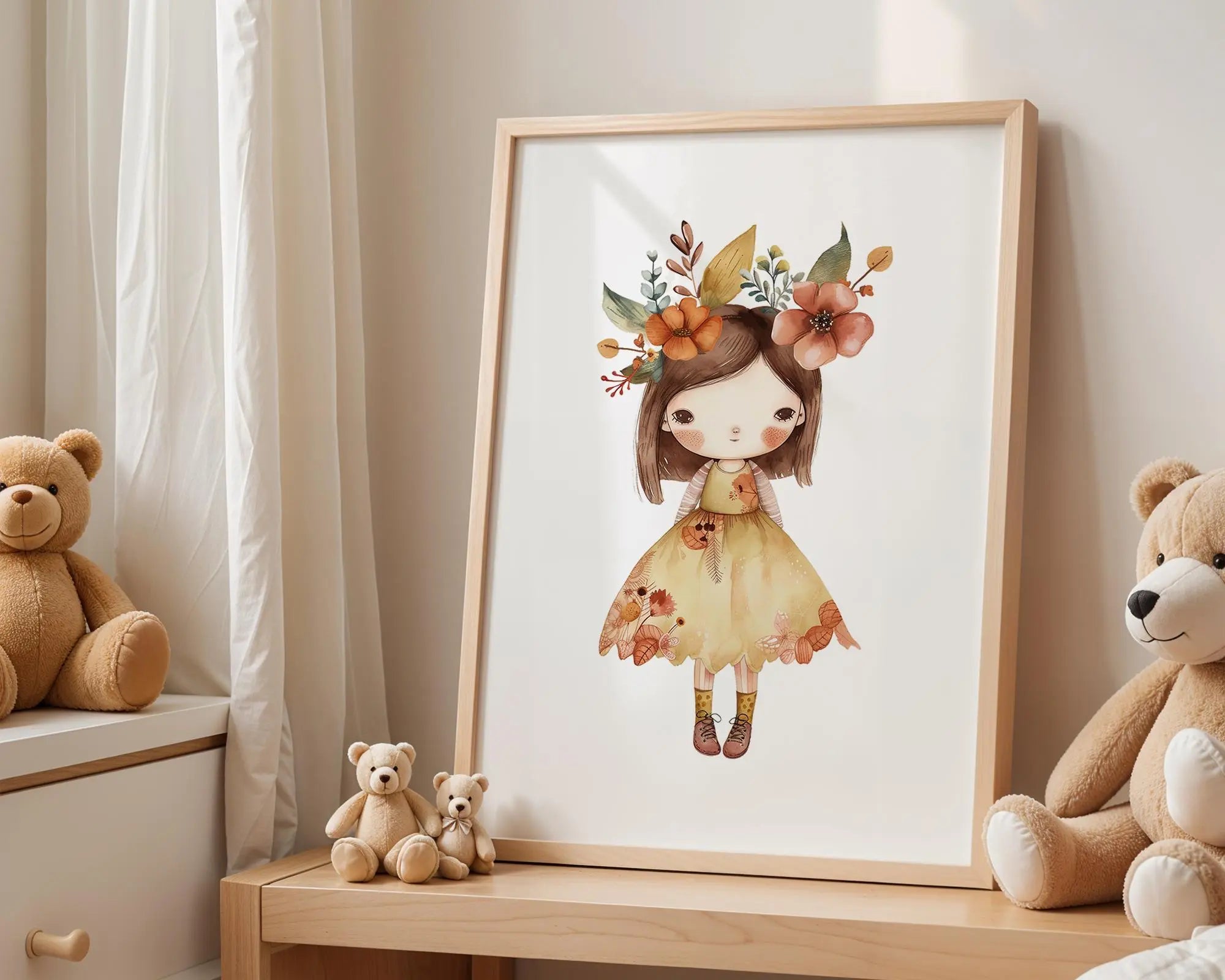Playroom Ideas | Autumn Girl Nursery Wall Art | Floral Fall Baby Print wall art print, modern home decor, unframed artwork by Nomad & Nest