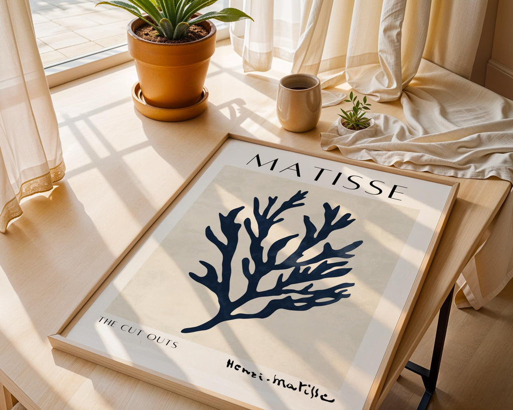 Henri Matisse Print | Inspired Coral  | Navy Coastal Wall Art wall art print, modern home decor, unframed artwork by Nomad & Nest