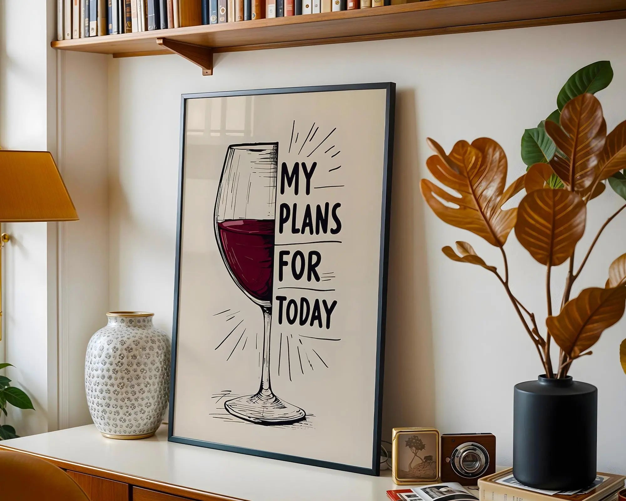 Wine Plans Quote Print | Relaxed Lifestyle Wall Art wall art print, modern home decor, unframed artwork by Nomad & Nest