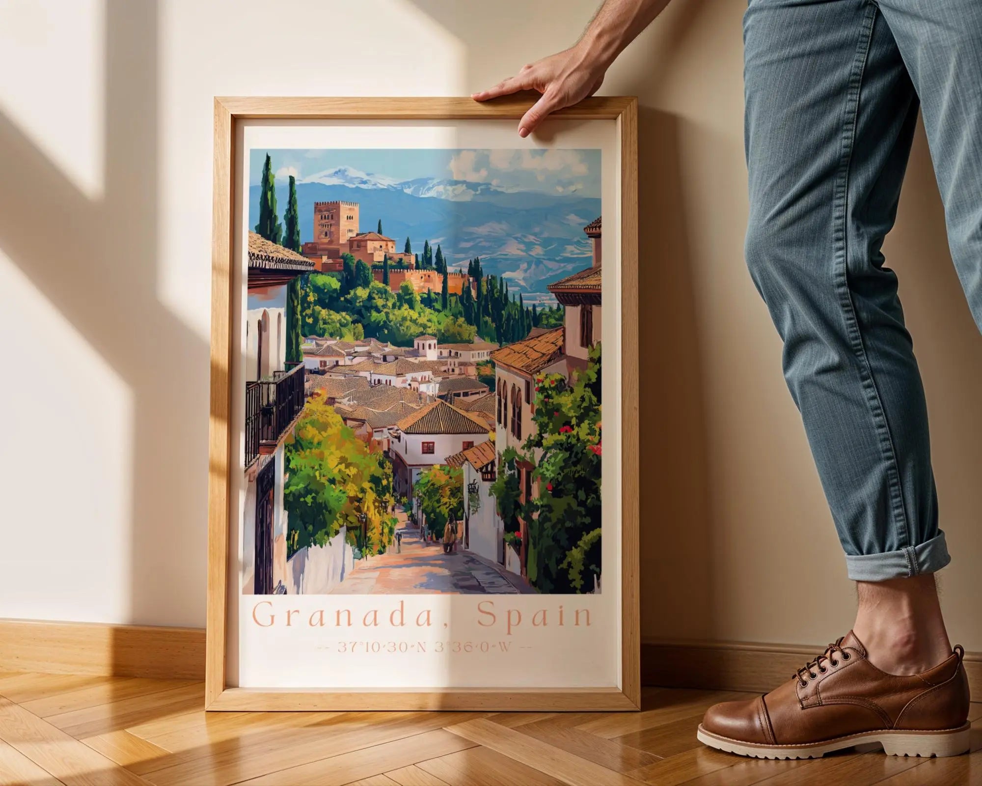 Alhambra Castle Art Print – Granada Spain Travel Poster wall art print, modern home decor, unframed artwork by Nomad & Nest