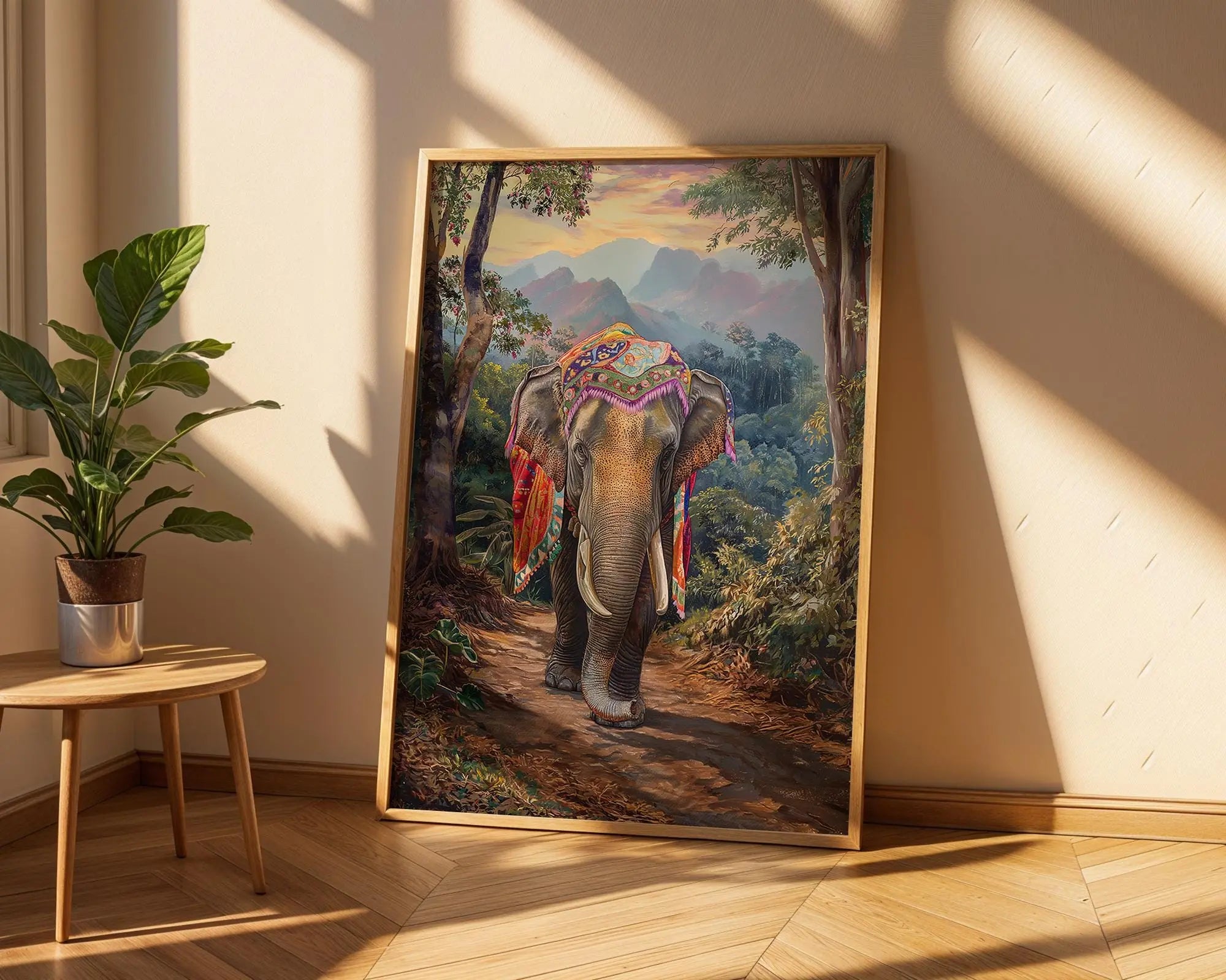 Elephant Jungle Art Print | Exotic Animal Illustration, Boho Decor wall art print, modern home decor, unframed artwork by Nomad & Nest