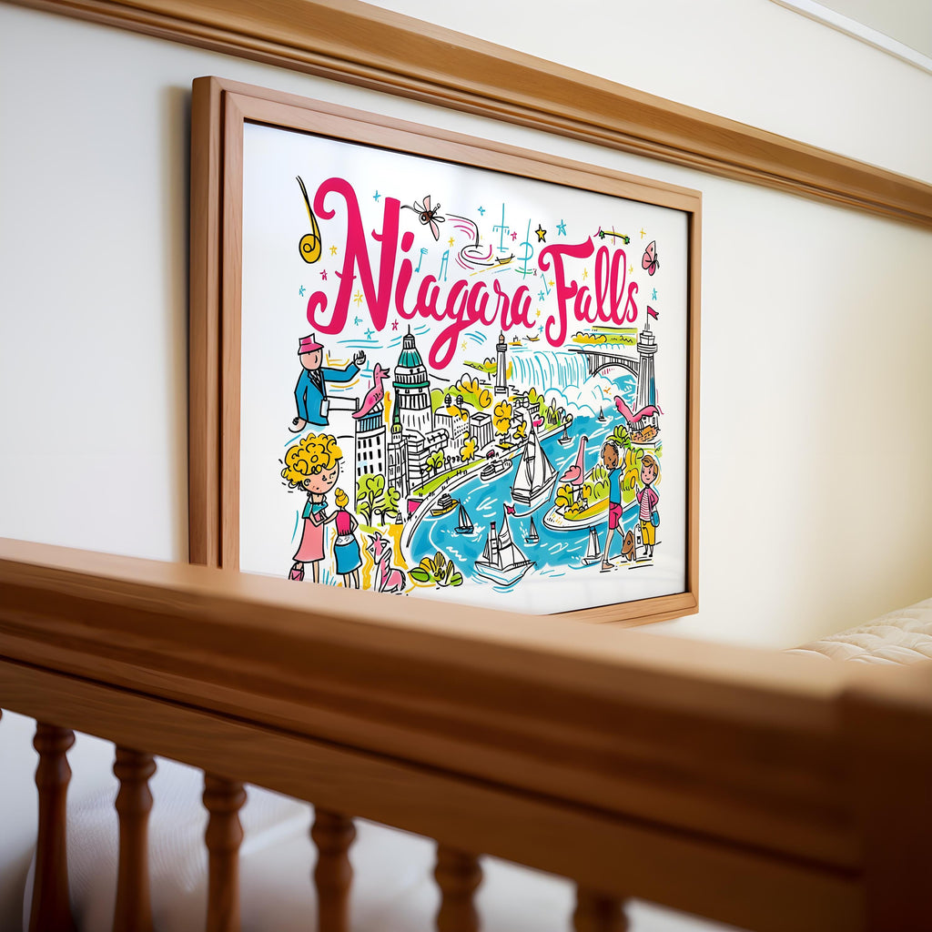 Niagara Falls Art Print | Canada USA Travel Poster wall art print, modern home decor, unframed artwork by Nomad & Nest