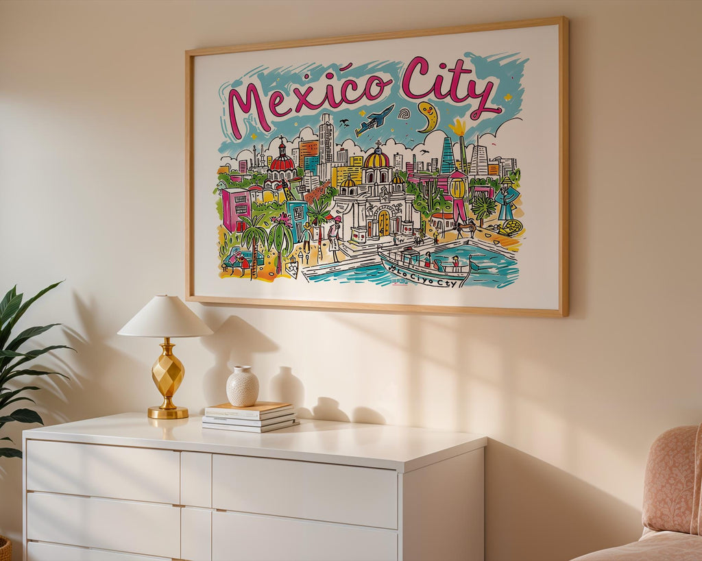 Mexico City Travel Poster | Colorful Latin America Art Print wall art print, modern home decor, unframed artwork by Nomad & Nest