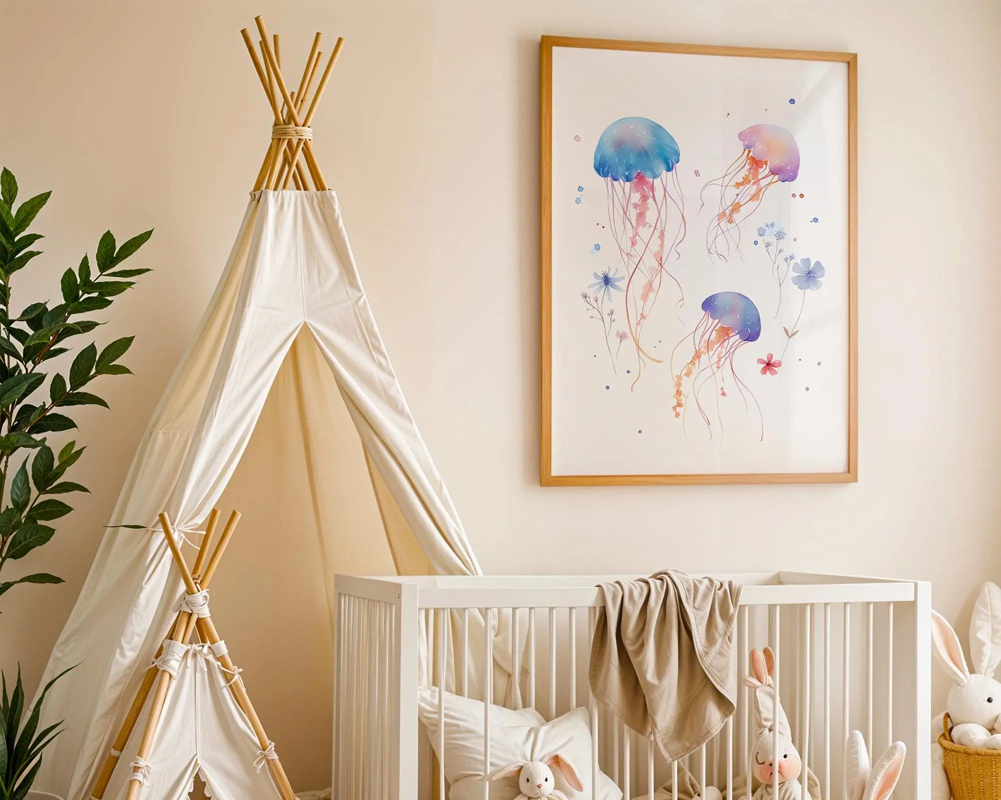 Playroom Ideas | Watercolour Jellyfish Nursery Art | Ocean Animal Wall Print wall art print, modern home decor, unframed artwork by Nomad & Nest