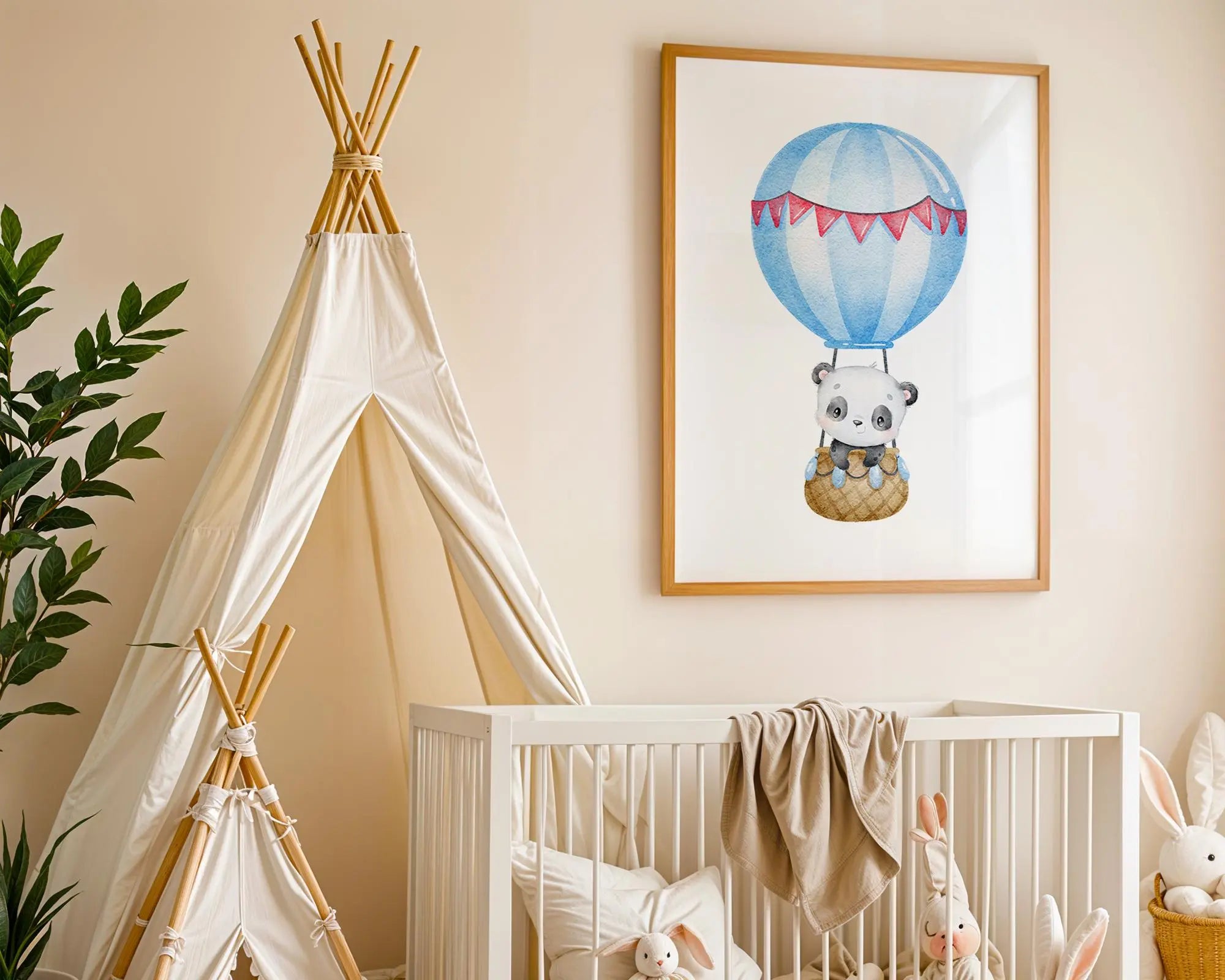 Panda Balloon Print | Nursery Wall Art wall art print, modern home decor, unframed artwork by Nomad & Nest