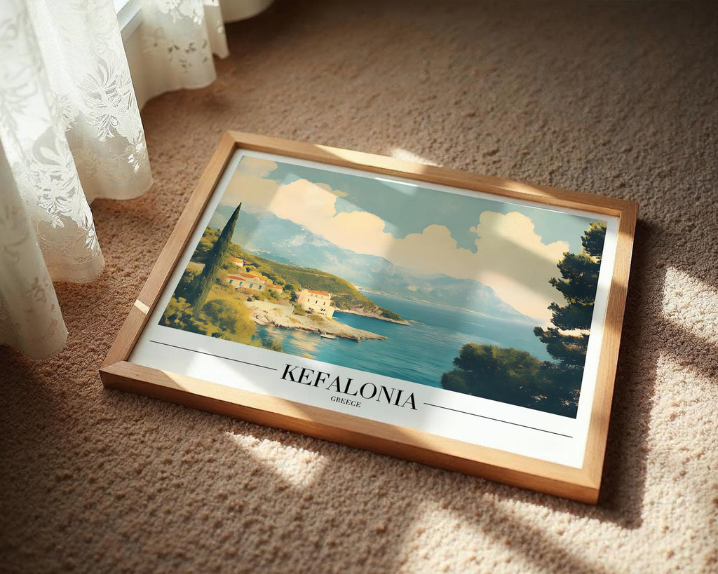 Kefalonia Greece Travel Poster | Island Coastal Wall Art wall art print, modern home decor, unframed artwork by Nomad & Nest