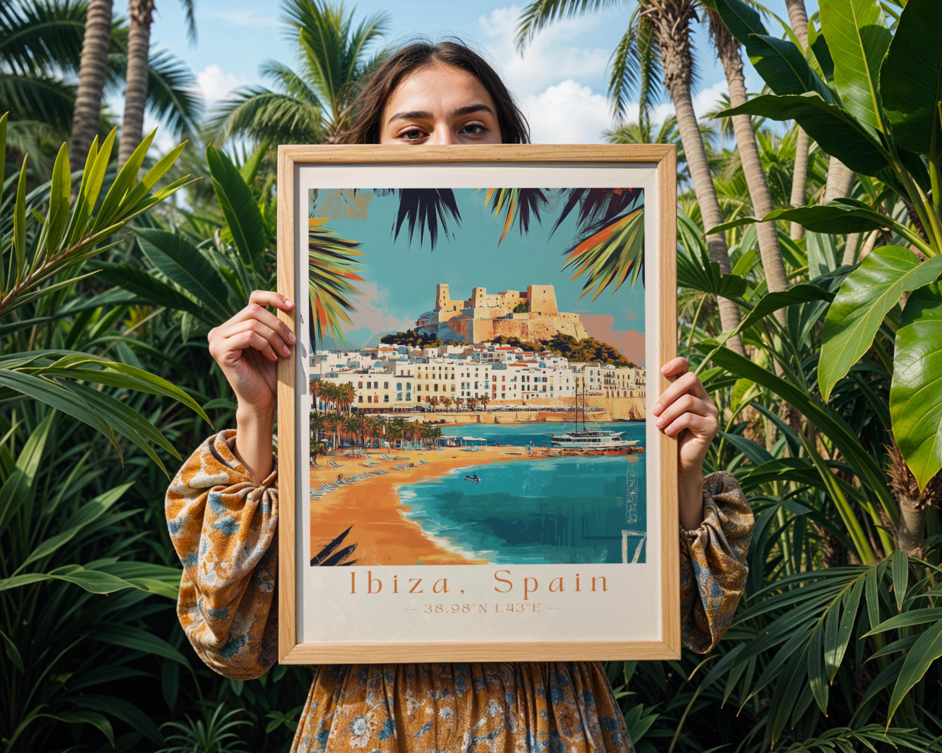 Ibiza Spain Travel Poster – Mediterranean Coastal Wall Art wall art print, modern home decor, unframed artwork by Nomad & Nest