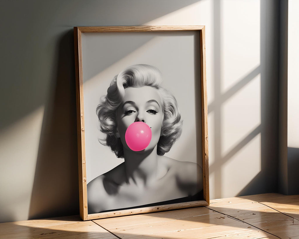 Modern Pop Art | Marilyn Monroe  Print | Pink Bubblegum, Retro Glam Decor wall art print, modern home decor, unframed artwork by Nomad & Nest