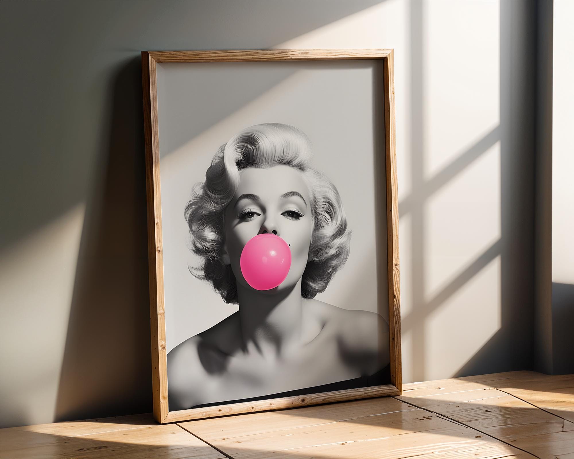 Modern Pop Art | Marilyn Monroe  Print | Pink Bubblegum, Retro Glam Decor wall art print, modern home decor, unframed artwork by Nomad & Nest