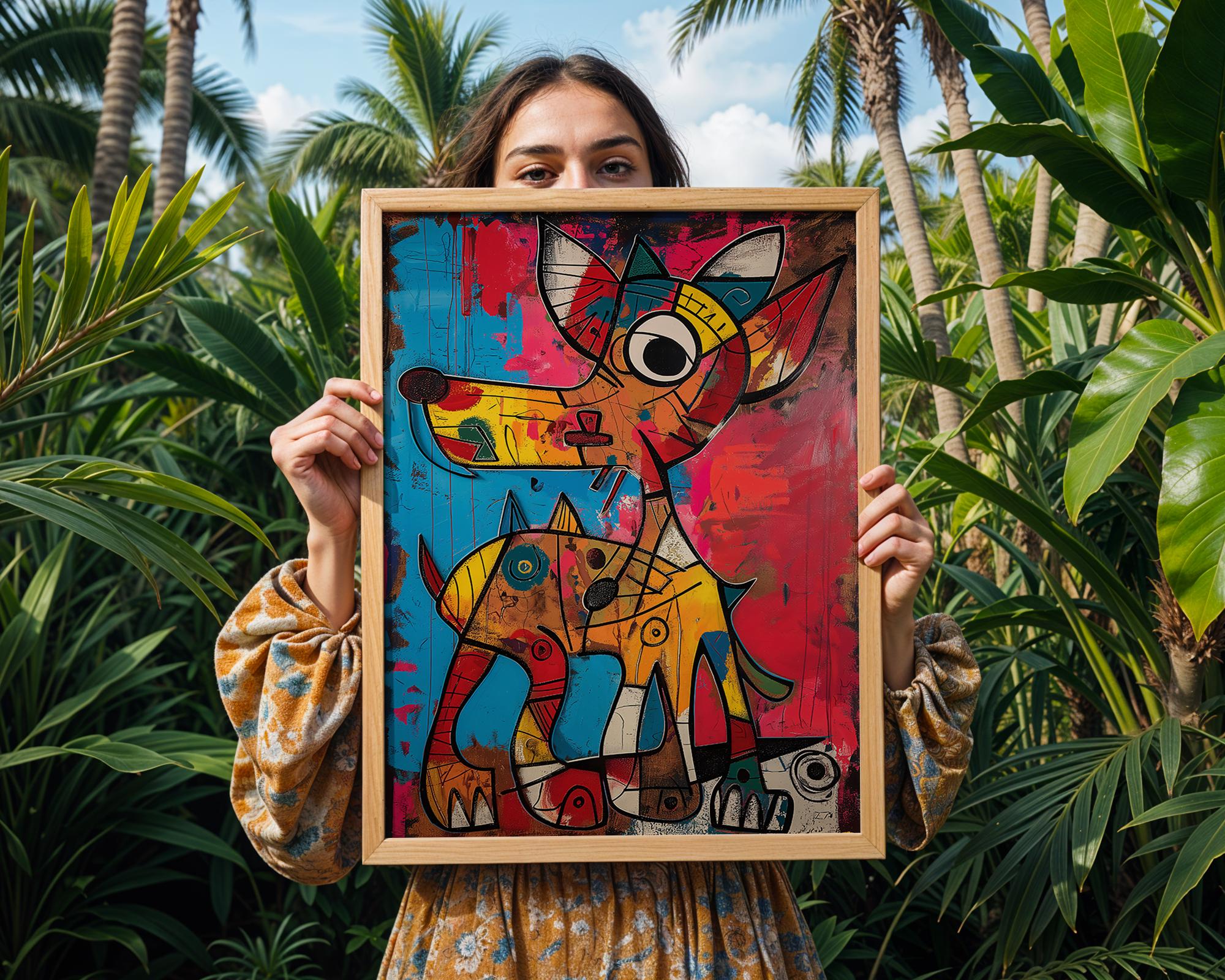 Abstract Dog Art Print | Colorful Cubist Animal Illustration wall art print, modern home decor, unframed artwork by Nomad & Nest