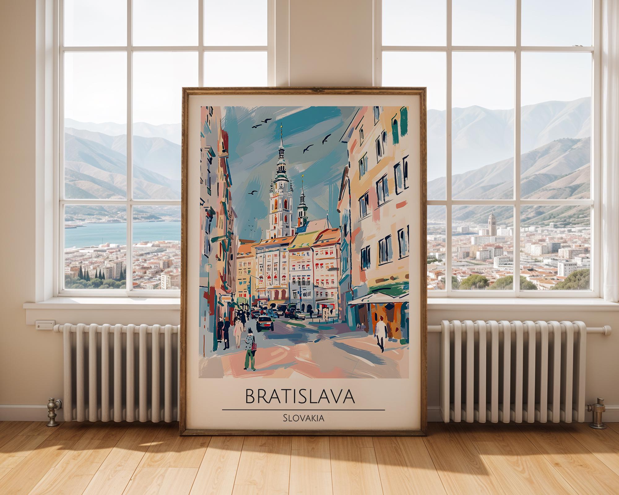 Bratislava Travel Print | European City Architecture Poster wall art print, modern home decor, unframed artwork by Nomad & Nest