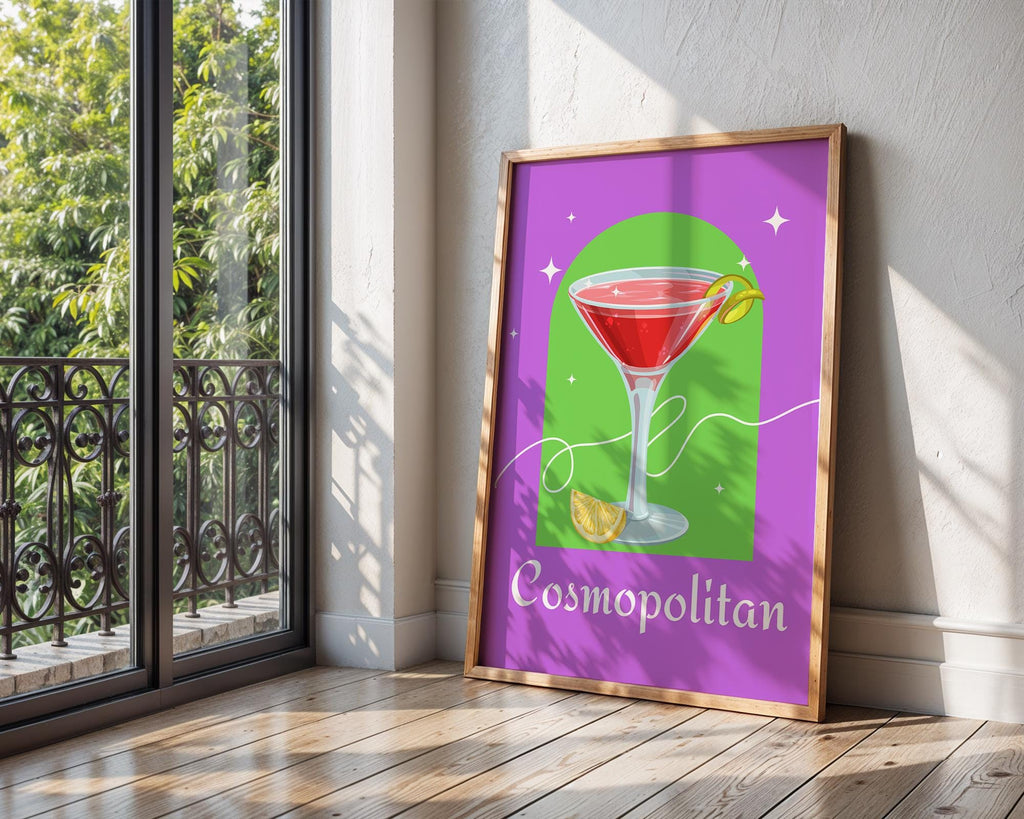 Cosmopolitan Cocktail Art Print | Modern Bar Cart Decor wall art print, modern home decor, unframed artwork by Nomad & Nest