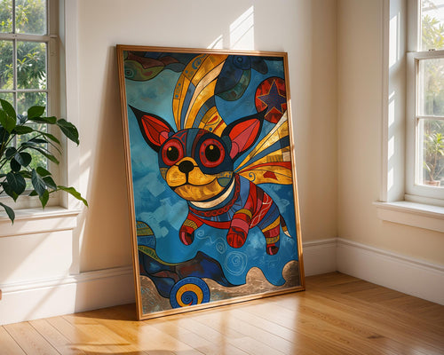 Abstract Chihuahua Print | Colourful Geometric Dog Art, Kids Room Decor wall art print, modern home decor, unframed artwork by Nomad & Nest