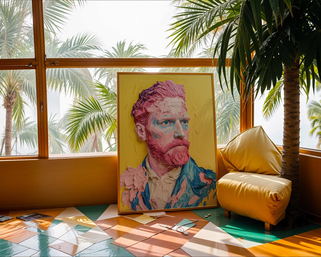 Pop Art Van Gogh Portrait | Pink & Blue Impasto Print wall art print, modern home decor, unframed artwork by Nomad & Nest
