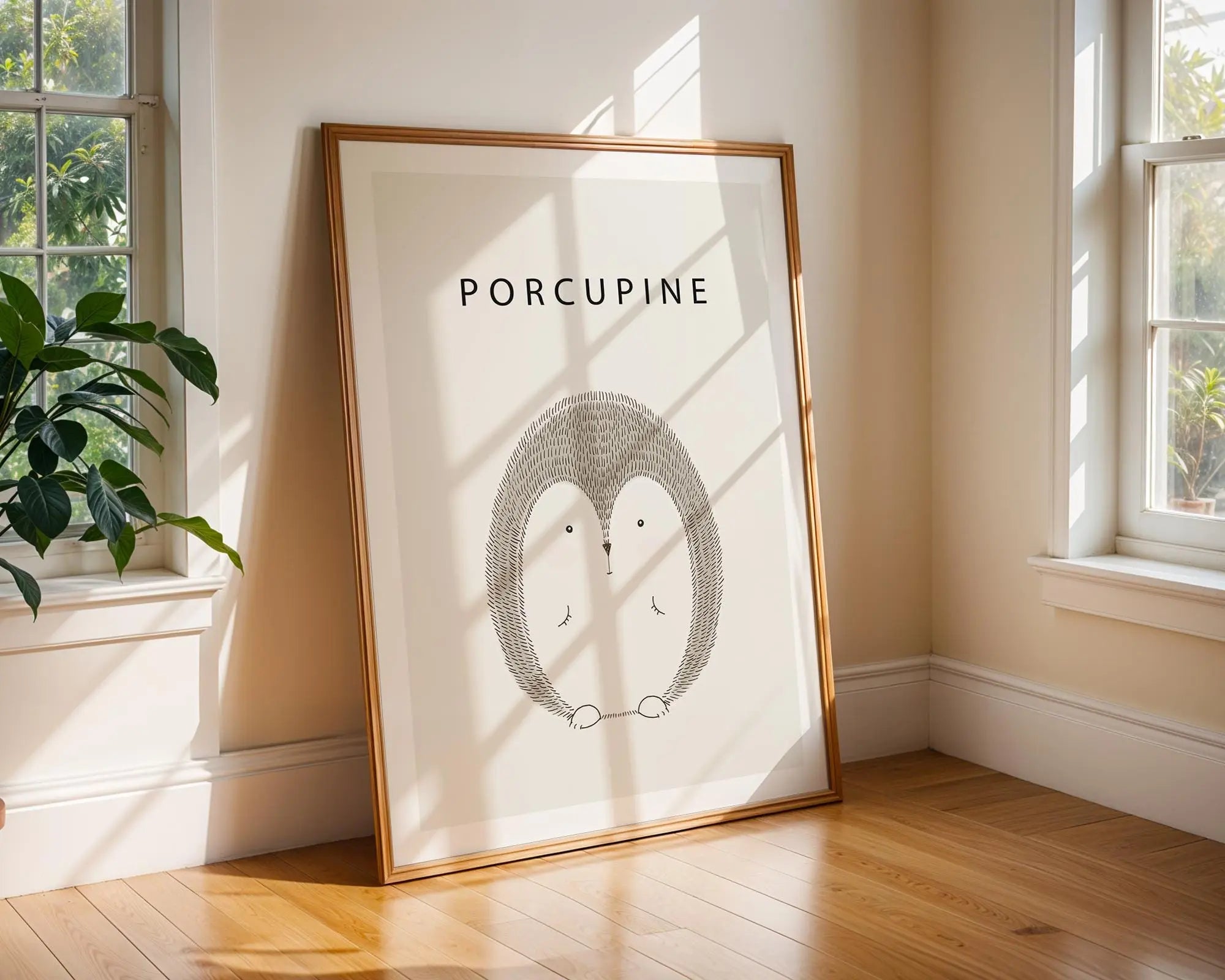 Porcupine Art Print | Minimalist Nursery Decor wall art print, modern home decor, unframed artwork by Nomad & Nest