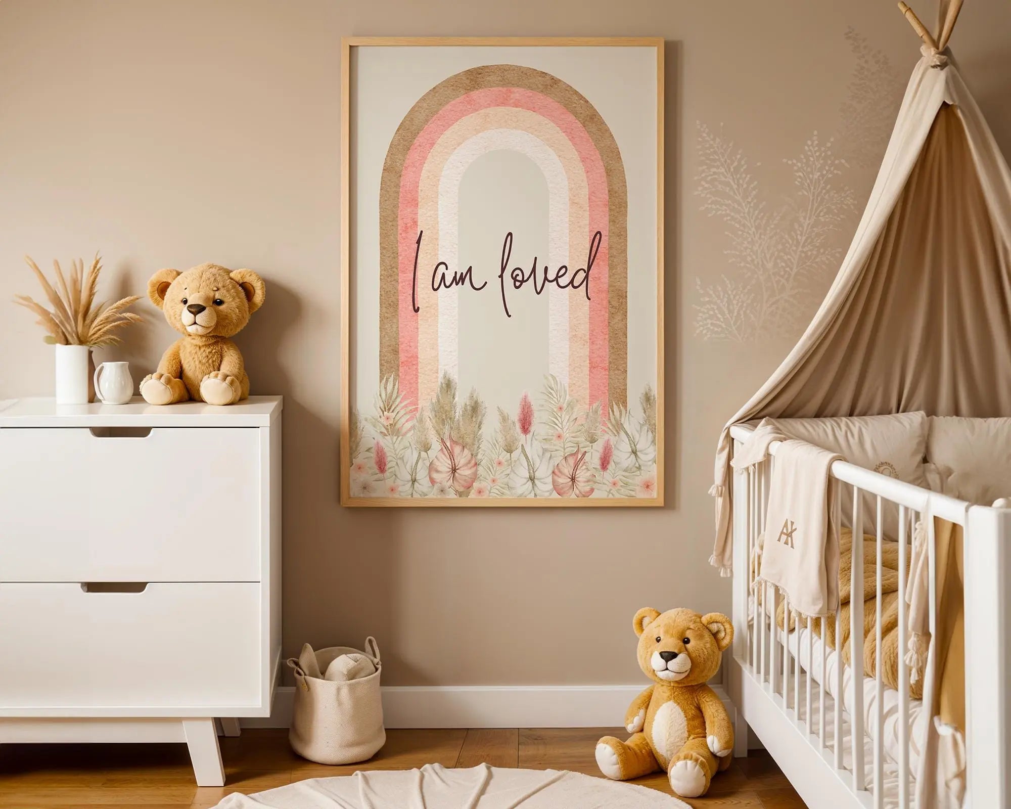 Playroom Ideas | I Am Loved Nursery Print | Rainbow Affirmation Wall Art wall art print, modern home decor, unframed artwork by Nomad & Nest