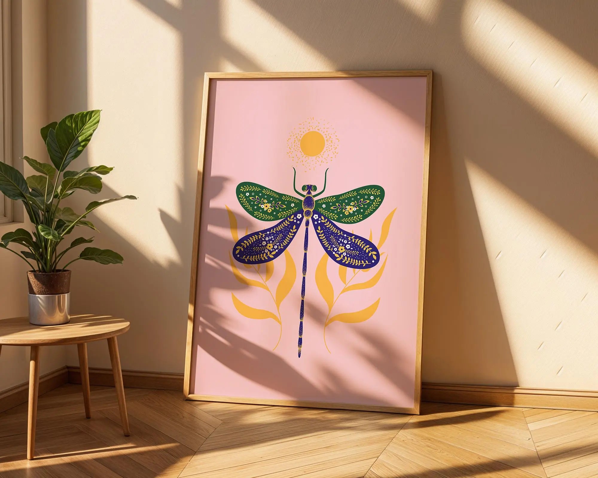 Dragonfly Botanical Art Print | Colorful Insect Illustration wall art print, modern home decor, unframed artwork by Nomad & Nest