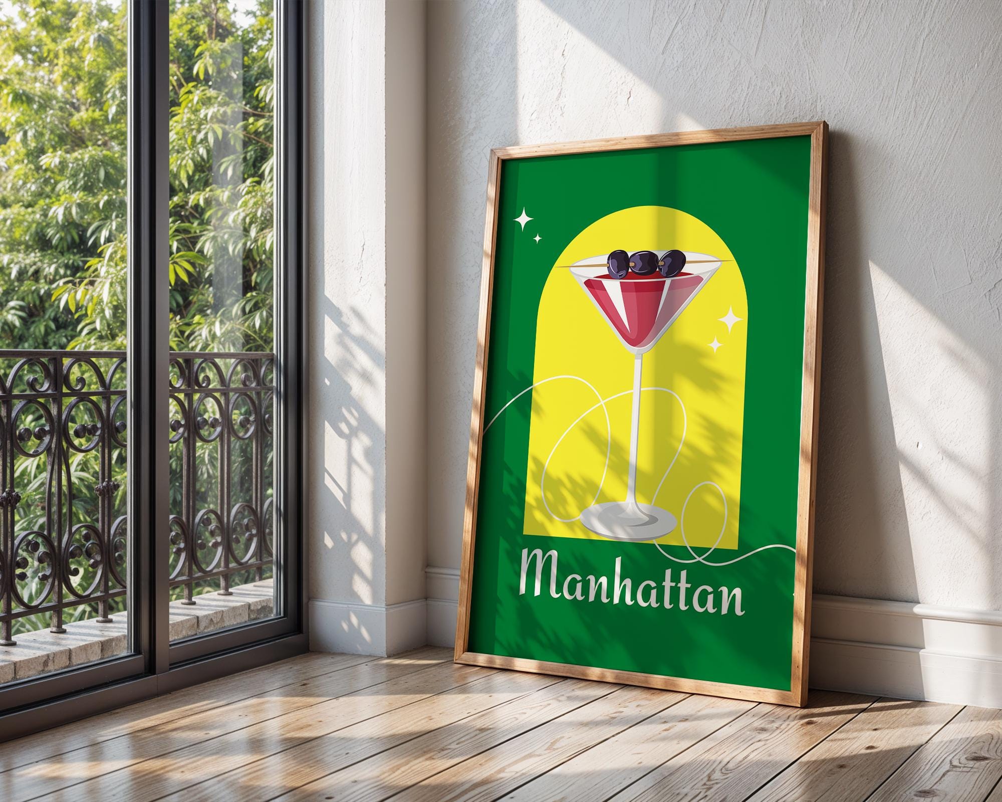 Manhattan Cocktail Art Print | Retro Home Bar Decor wall art print, modern home decor, unframed artwork by Nomad & Nest