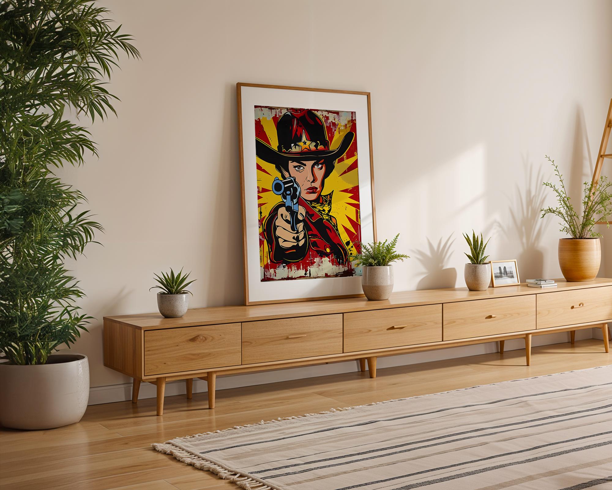 Modern Pop Art | Cowgirl Print | Retro Western , Bold Comic Style wall art print, modern home decor, unframed artwork by Nomad & Nest
