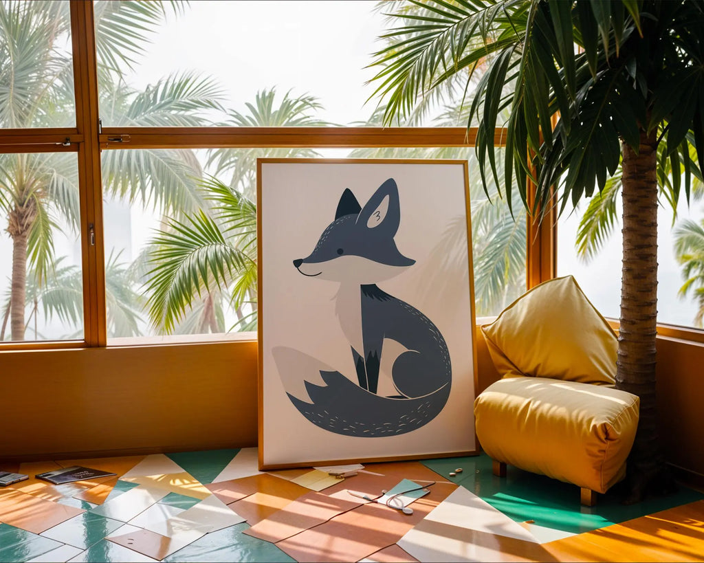 Blue Fox Nursery Print, Scandinavian Woodland Animal Poster wall art print, modern home decor, unframed artwork by Nomad & Nest