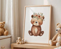 Playroom Ideas | Boho Bear Nursery Wall Art | Flower Crown Animal Baby Decor wall art print, modern home decor, unframed artwork by Nomad & Nest