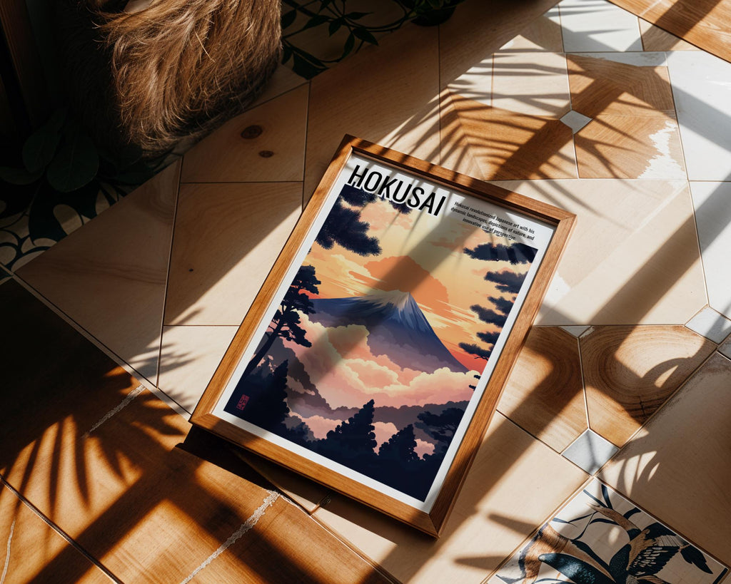 Japanese Poster | Mount Fuji Art Print –  Sunset, Hokusai Inspired wall art print, modern home decor, unframed artwork by Nomad & Nest