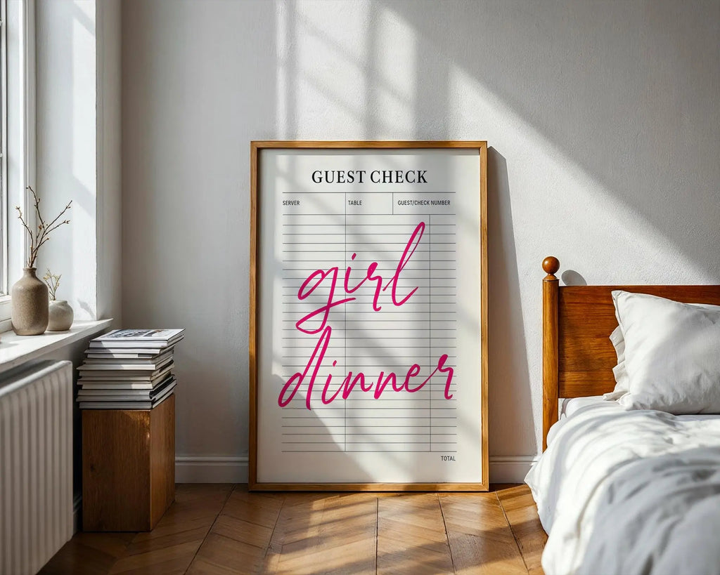 Girl Dinner Print | Funny Food Quote, Trendy Kitchen Art wall art print, modern home decor, unframed artwork by Nomad & Nest