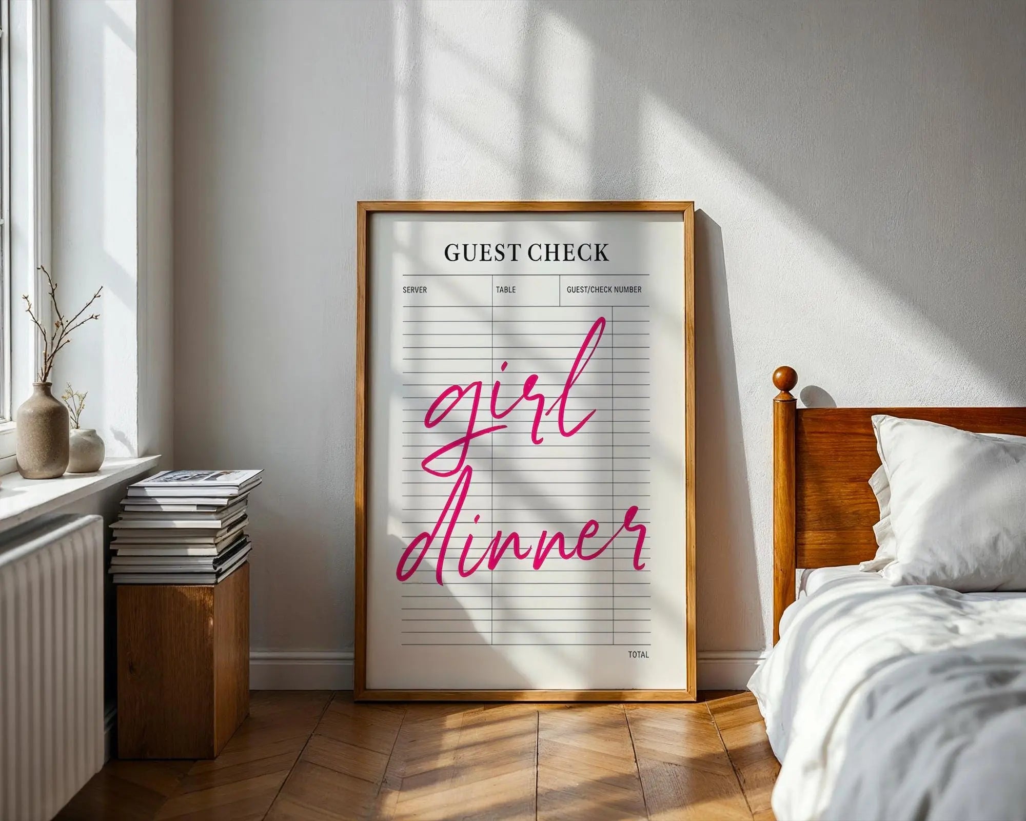 Girl Dinner Print | Funny Food Quote, Trendy Kitchen Art wall art print, modern home decor, unframed artwork by Nomad & Nest