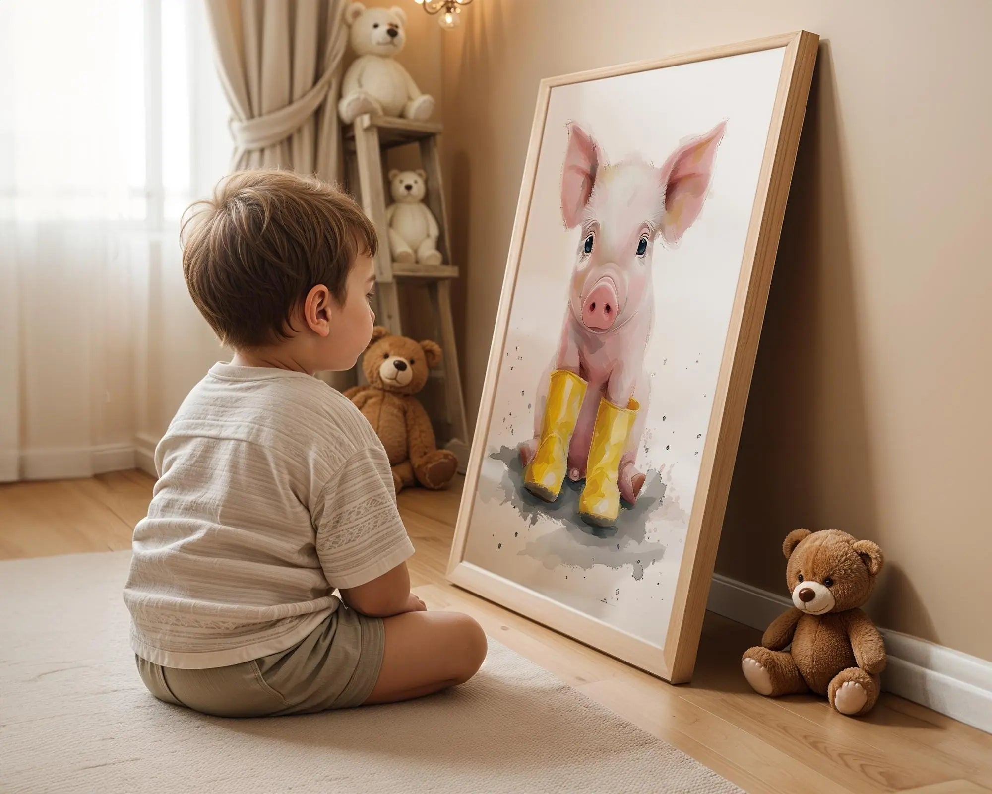 Playroom Ideas | Pig Nursery Wall Art | Farm Animal Baby Illustration wall art print, modern home decor, unframed artwork by Nomad & Nest