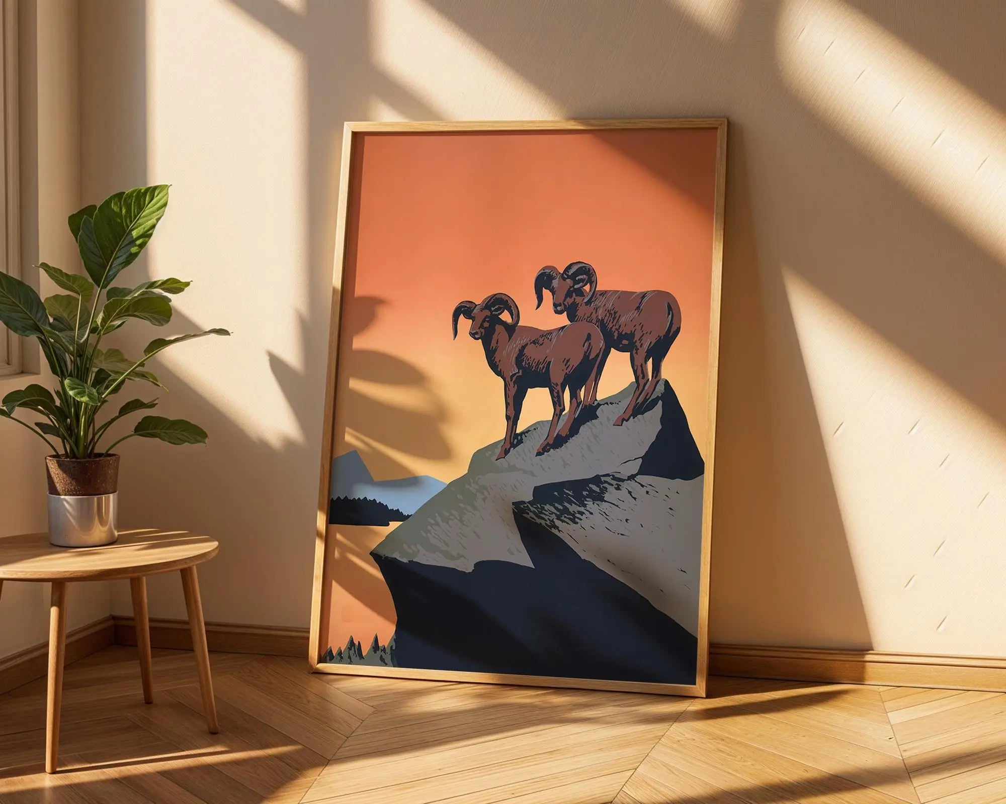 Ram Mountain Wildlife Art Print | Scandinavian Style Poster wall art print, modern home decor, unframed artwork by Nomad & Nest