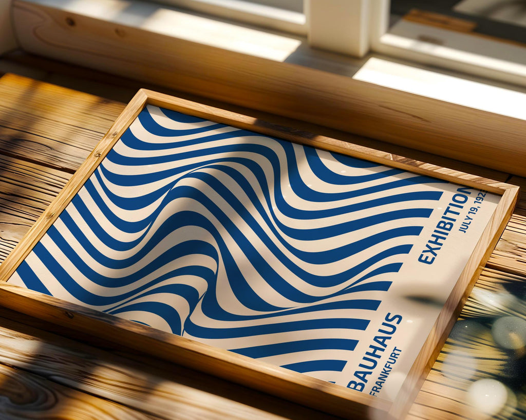 Bauhaus Poster Exhibition Art Print | Blue Wavy Geometric wall art print, modern home decor, unframed artwork by Nomad & Nest