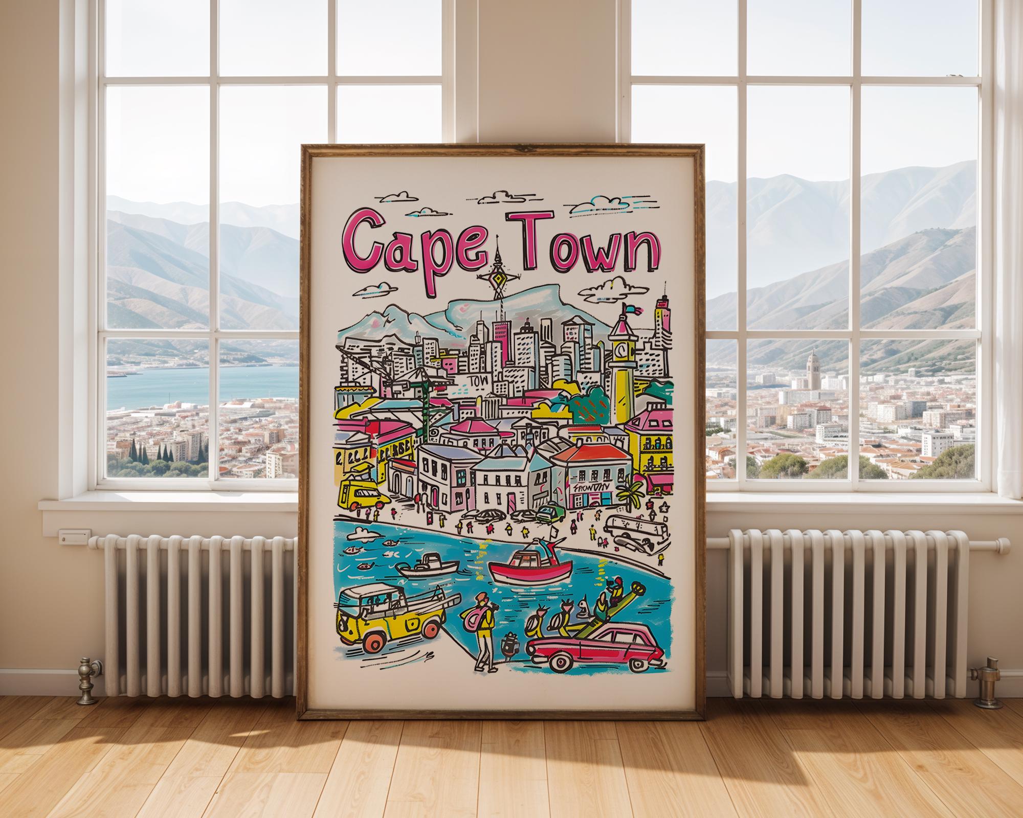 Cape Town Art Print | Table Mountain, South Africa Cityscape wall art print, modern home decor, unframed artwork by Nomad & Nest