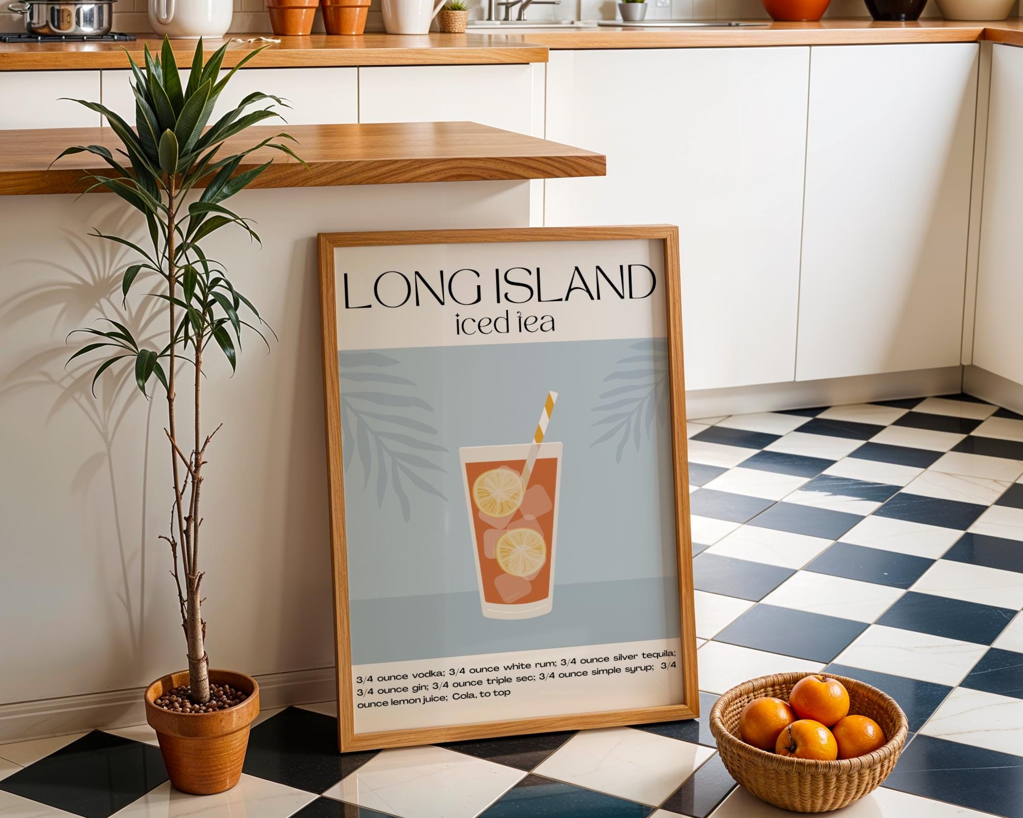 Long Island Iced Tea Recipe Print | Retro Cocktail Bar Art wall art print, modern home decor, unframed artwork by Nomad & Nest