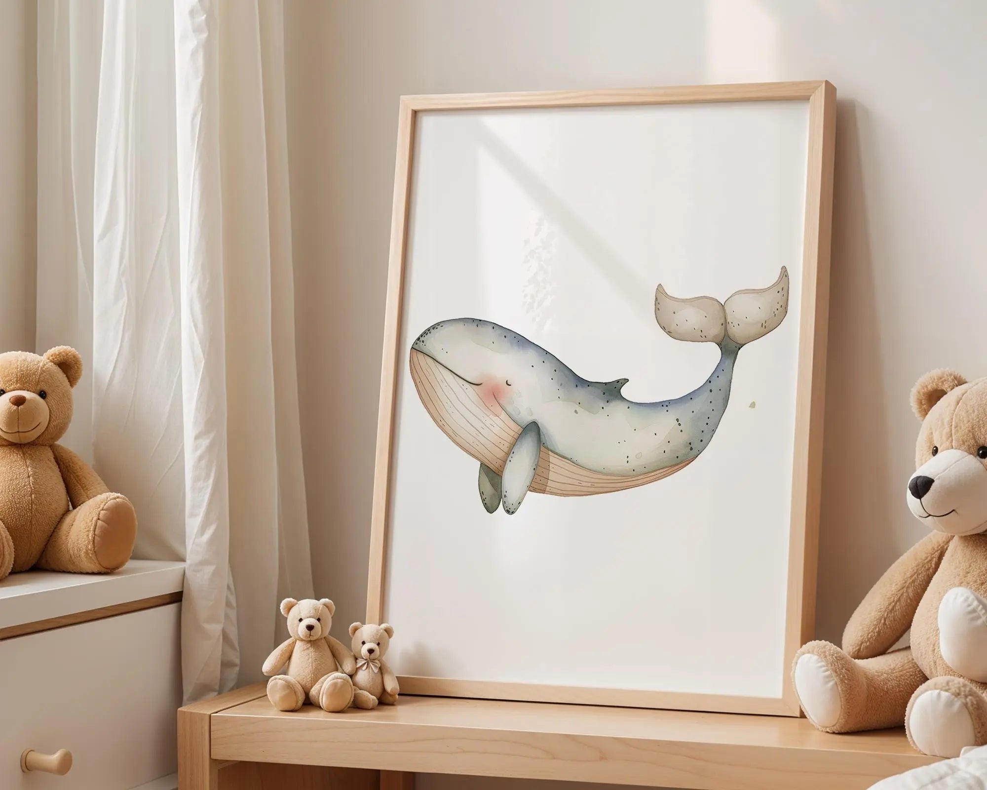 Playroom Ideas | Whale Nursery Wall Art | Ocean Animal Blue Sea Baby Decor wall art print, modern home decor, unframed artwork by Nomad & Nest