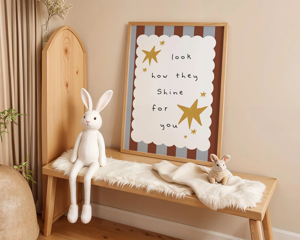 Playroom Ideas | Look How They Shine Nursery Wall Art | Starry Boho Quote Print wall art print, modern home decor, unframed artwork by Nomad & Nest