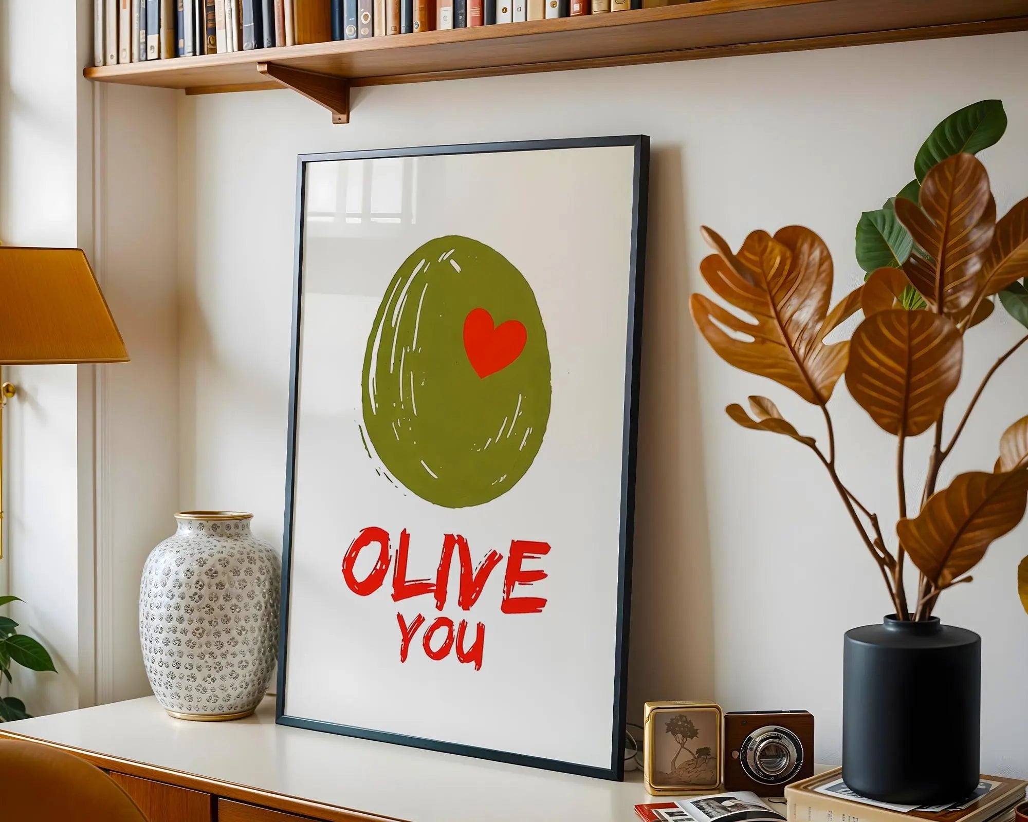 Olive You Pun Print | Funny Kitchen Poster, Mediterranean Decor wall art print, modern home decor, unframed artwork by Nomad & Nest