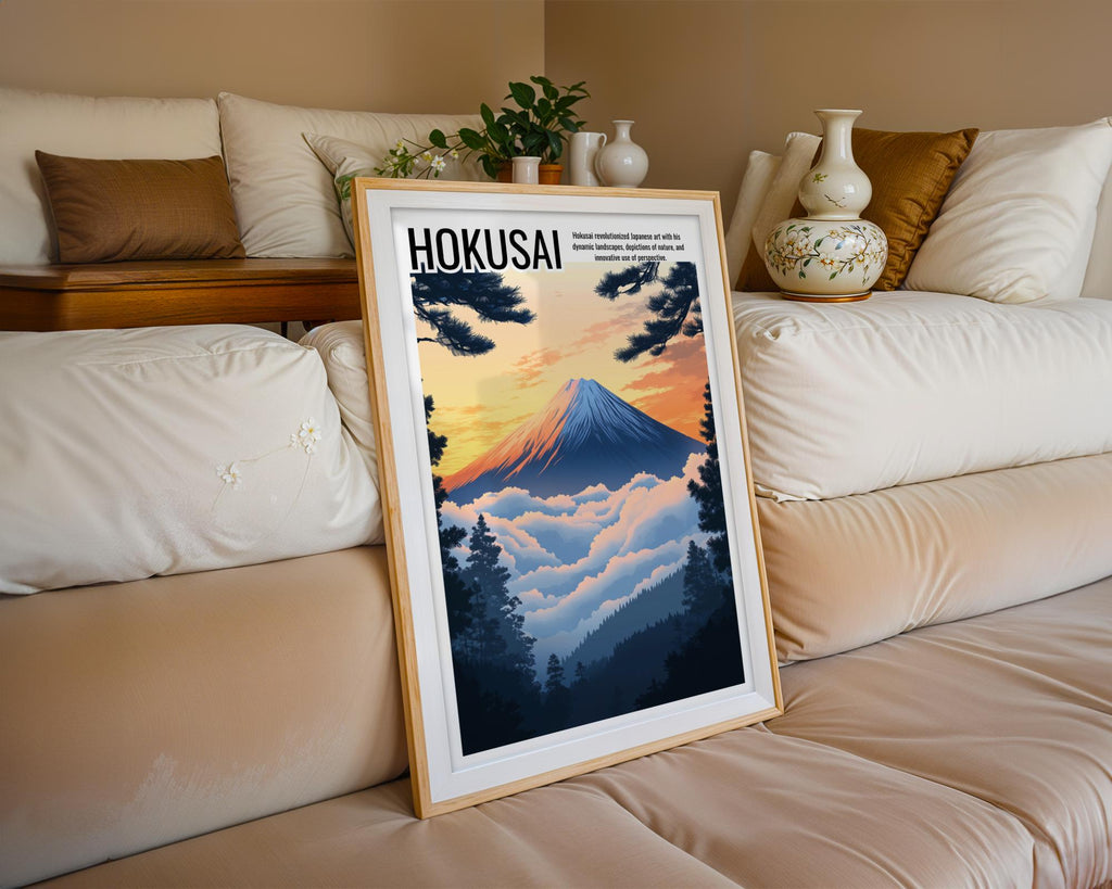 Japanese Poster | Mount Fuji Sunset Print – Hokusai  Landscape Art wall art print, modern home decor, unframed artwork by Nomad & Nest