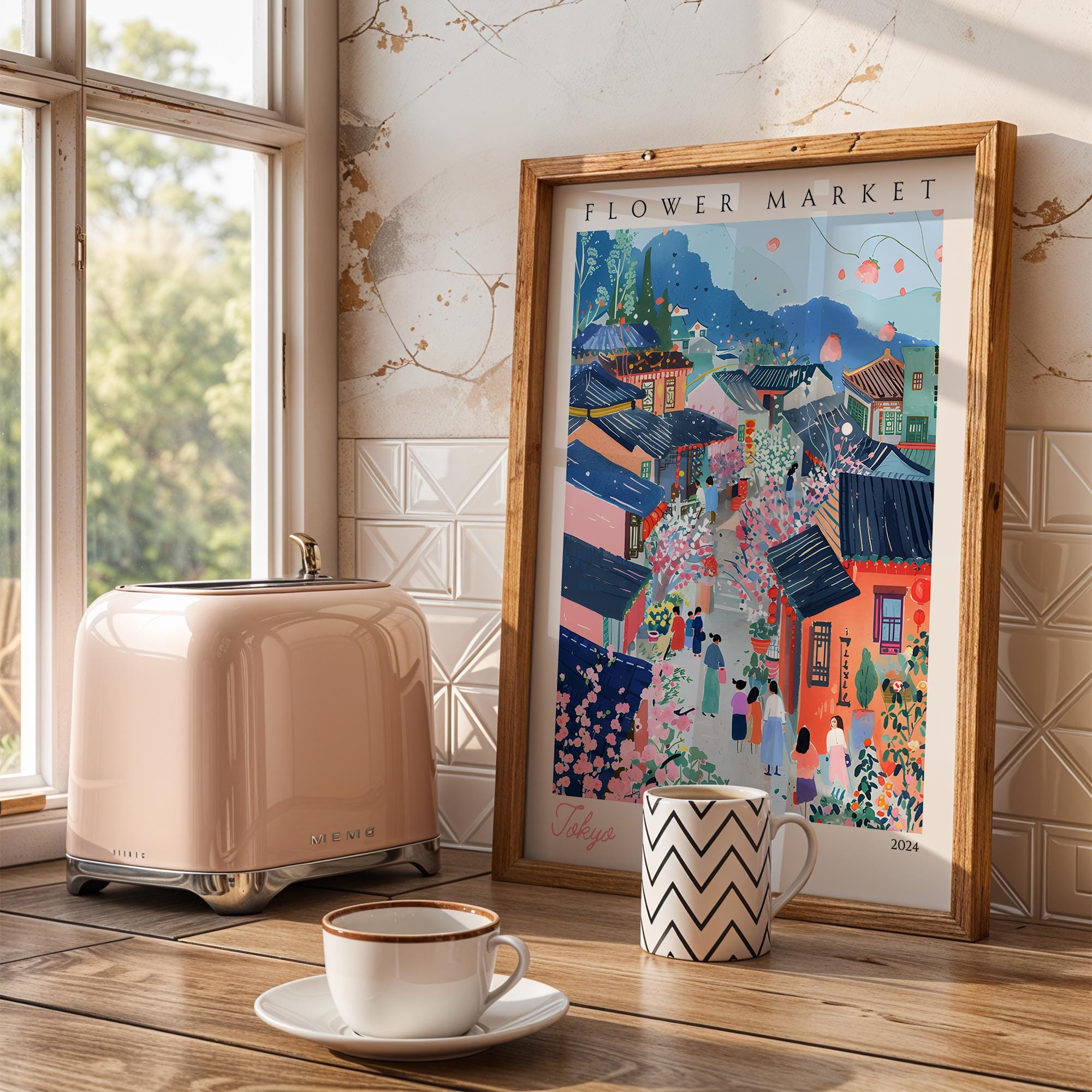 Tokyo Flower Market Print | Vintage Japanese Cherry Blossom Wall Art wall art print, modern home decor, unframed artwork by Nomad & Nest