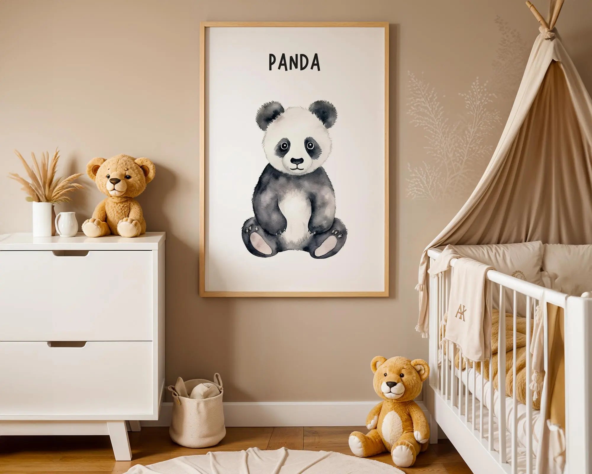 Playroom Ideas | Panda Nursery Wall Art | Neutral Animal Baby Illustration wall art print, modern home decor, unframed artwork by Nomad & Nest