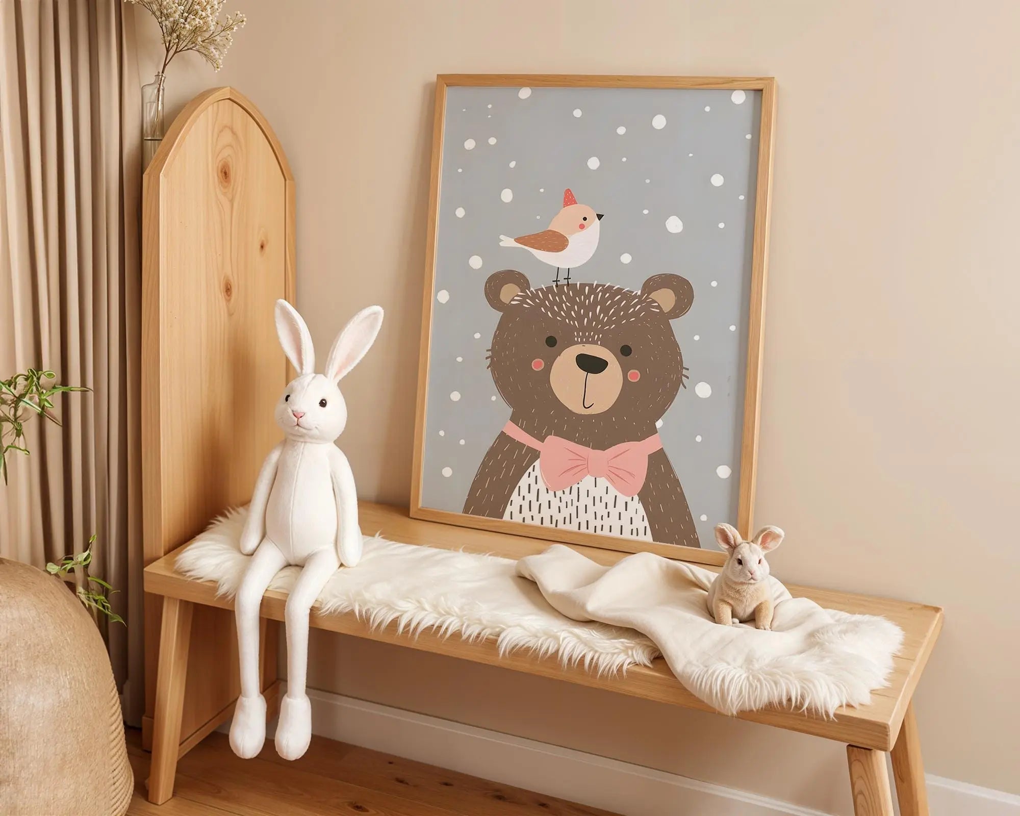 Playroom Ideas | Bear Nursery Wall Art | Woodland Animal Baby Illustration wall art print, modern home decor, unframed artwork by Nomad & Nest
