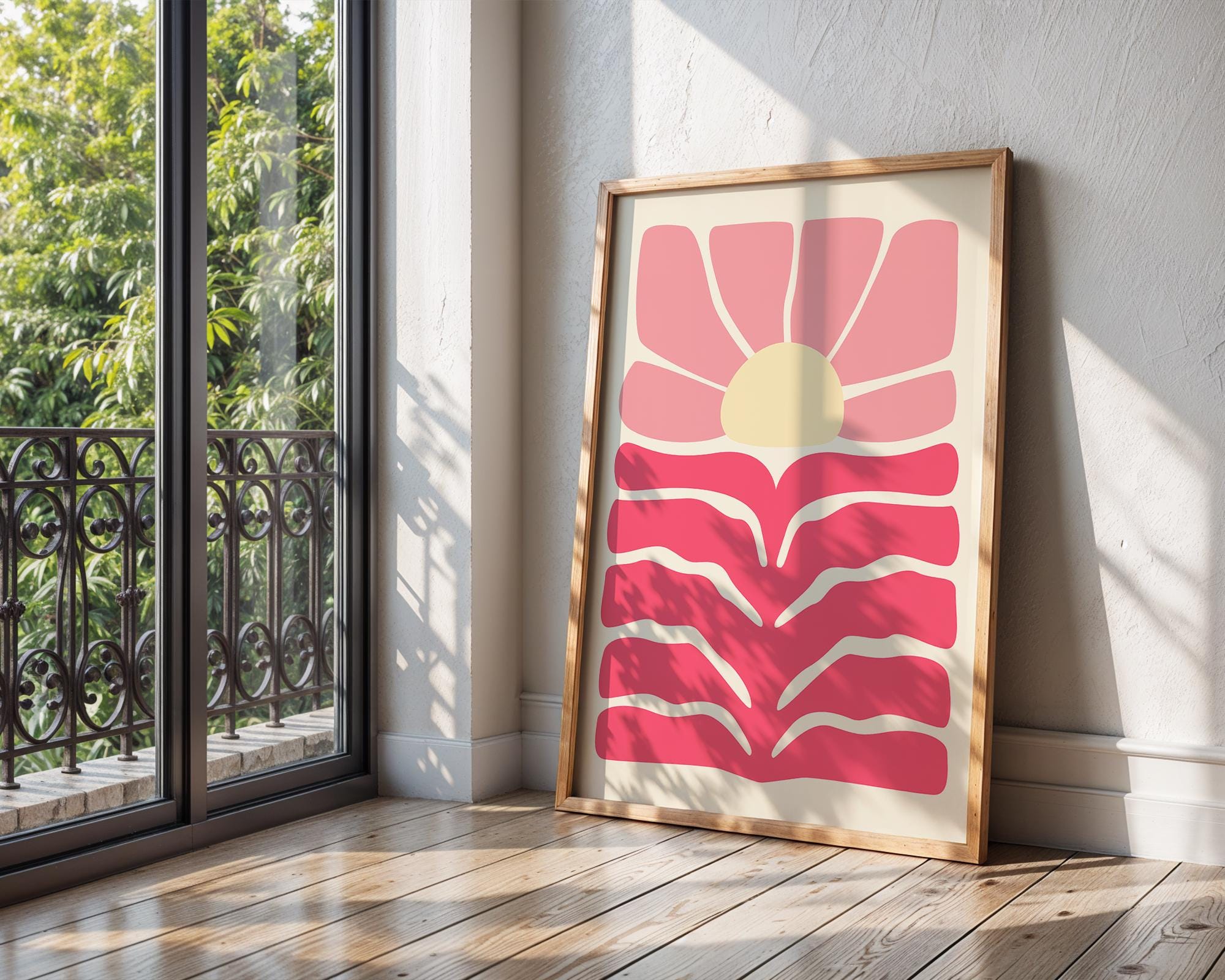 Abstract Pink Flower Print | Mid Century Modern Sunset Poster wall art print, modern home decor, unframed artwork by Nomad & Nest