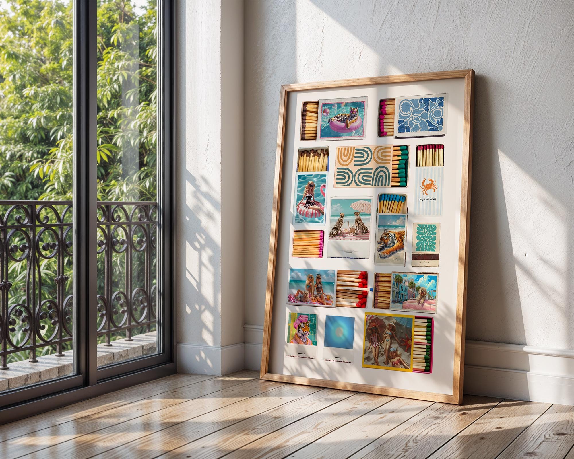 Colourful Prints | Vintage Matchbox Art Print | Retro Summer Travel Poster wall art print, modern home decor, unframed artwork by Nomad & Nest